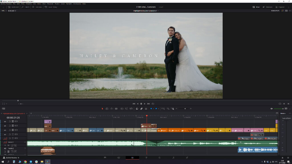 Example of editing a wedding video in DaVinci Resolve