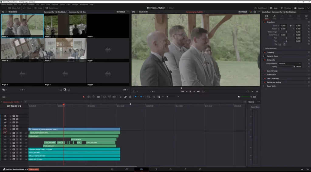 Multi-camera editing in DaVinci Resolve