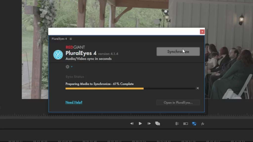 Syncing video and audio tracks using PluralEyes