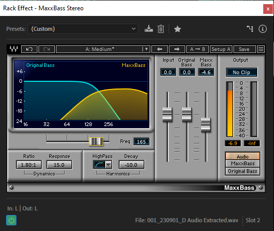 Bass enhancement with the MaxxBass plugin