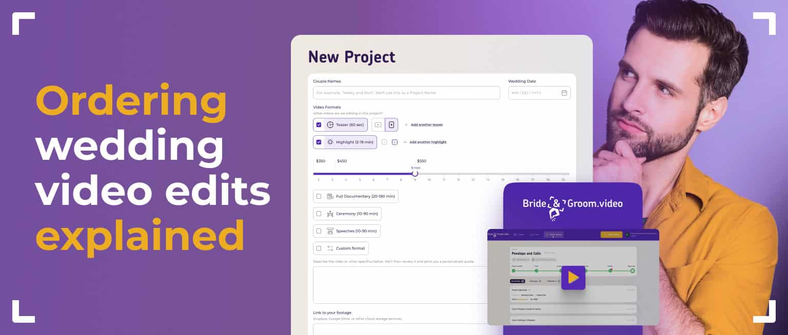 Order wedding video edits in Bride&Groom.video Client Area