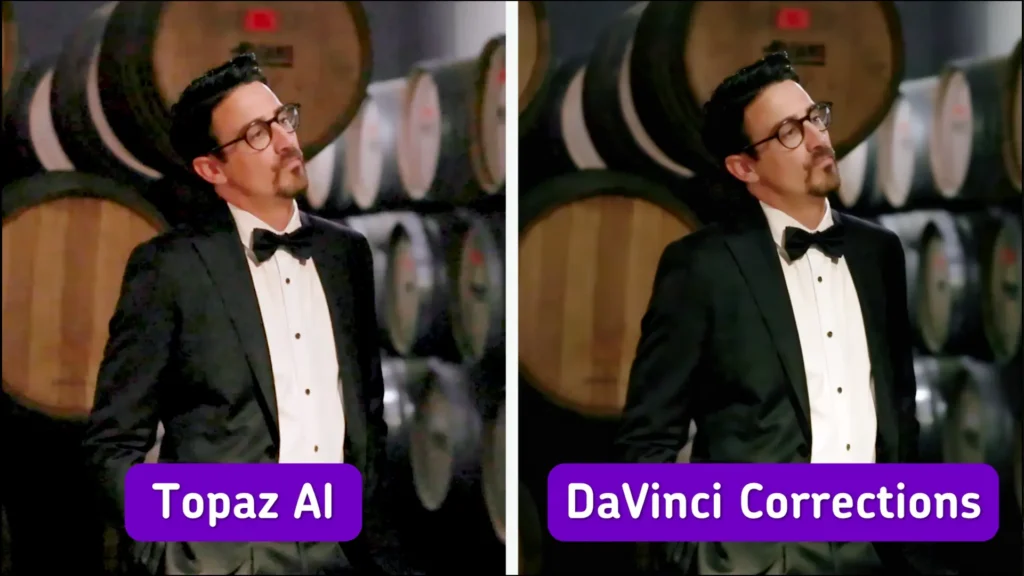 Comparison of Topaz AI and DaVinci Resolve edits