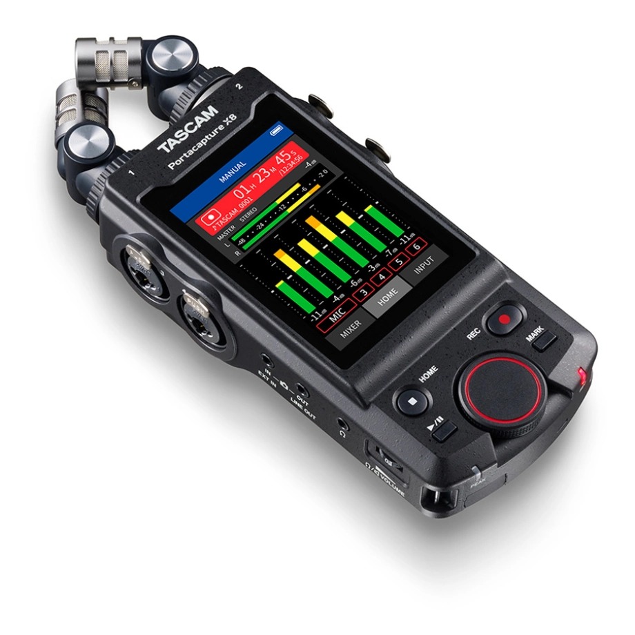 Tascam Portacapture X8 portable 32-bit float audio recorder with built-in microphones