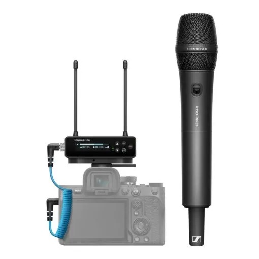Sennheiser EW-DP digital wireless microphone system with camera-mounted receiver and handheld transmitter