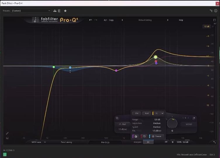 Audio equalization with the FabFilter Pro-Q 4 plugin